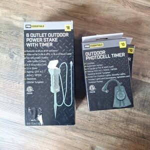 Pro Essentials Outdoor Power Stakes w/Timer & 2 Outdoor Photocell Timers